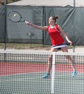 Brianna Massey is one of six players out for the Darby girls' tennis team. Massey, a senior, is currently the No. 1 seed for the team according to coach Brian Dufresne. He said the team is working hard and playing well. Dufresne expects Superior to be the team to beat in their conference this year but thinks his team will compete well. Jean Schurman photo