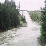 Nearly half of Painted Rocks Reservoir’s 32,000 acre-feet of storage capacity is dedicated to maintaining in-stream flows on the Bitterroot River. Photo courtesy of Montana DNRC. 