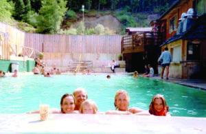 Enjoying the water at Sleeping Child Hot Springs in the 1980s when it was open daily to the general public. B. Swallow photo.