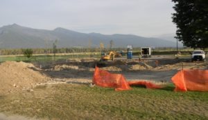 Work on the Stevensville Skate Park, also located in Lewis & Clark Park, is already underway and will continue throughout the Bear Mountain Playground Community Build. The construction of the skate park is expected to last for a few months, according to committee chair Raymond Smith.  Smith said that the rent-a-skater program just finished painting a fence in town as a fundraiser. He said the skaters are also going to show up for the Bear Mountain Playground community build. “This is going to be a really nice place for the community,” he said. Although they haven’t yet met their fundraising goals and might have to downscale some parts of the plan, enough money has been raised already to build a nice facility with all the in-kind help that has been promised. Michael Howell photos.