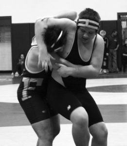 It’s not all about championships. Stevensville’s Tyler Wood won his first ever match on Saturday at the Glyn Brawley Christmas Classic in Corvallis. He defeated McKyle Thompson of Florence. Jean Schurman photo.