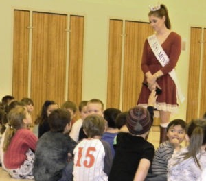 Miss Montana Danielle Wineman delivered her anti-bullying message “Act on Compassion” to students at Corvallis Primary School last Thursday. Michael Howell photo.