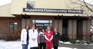 Sapphire Community Health clinic staff members, left to right: Chief Nursing Officer Susan Reynolds, Nurse Practitioner Lindsay Kindelman-Lande, Chief Executive Officer Janet Woodburn, Medical Assistant Christine Ferris, Registered Nurse Mattie Qualm, and receptionist Kate Duggan. Michael Howell photo.