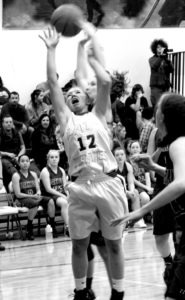 Alyssa Hopper of Victor goes for the rebound in Victor’s game against the Clark Fork Mountain Cats. Jean Schurman photo.