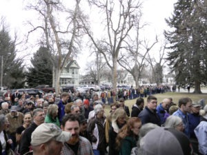 An estimated 500 people showed up at last week’s meeting on Syrian refugee resettlement, most of them adamantly opposed to the idea. Michael Howell photo.