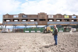 Cal Ruark, President of the Darby Rodeo Association, stands in front of the new skyboxes at the Darby Arena. There is already a waiting list for these private rodeo viewing spaces that will each have its own flat screen TV with instant replay feature. A grand opening celebration of the arena will be held this Saturday, June 4. Jean Schurman photo.