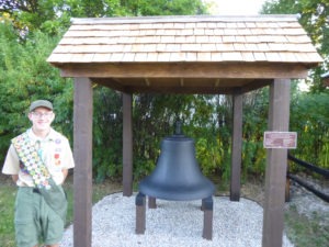 Eagle Scout Michael Zielinski arranged to have this historic fire bell of the Stevensville community moved to a permanent location at the Stevensville Historical Museum, where he built this display structure as part of his Eagle Scout project.