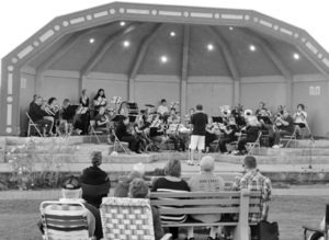 The Bitterroot Community Band is shown here giving one of its free summer concerts at Claudia Driscoll Park in Hamilton, a valley tradition on warm summer evenings. Daphne Jackson photo.